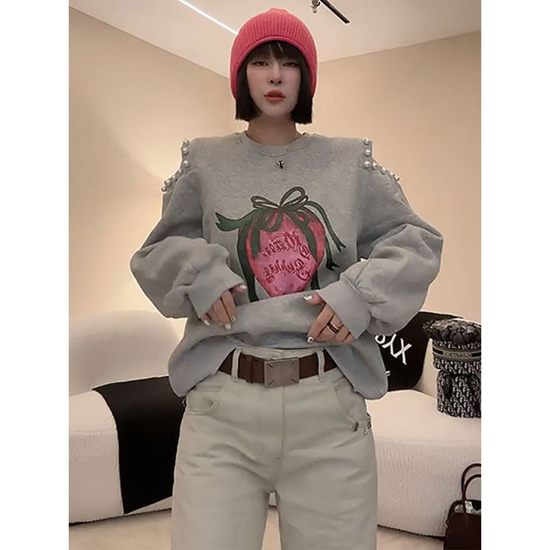 Off-Shoulder Rundhals-Sweatshirt für Damen
