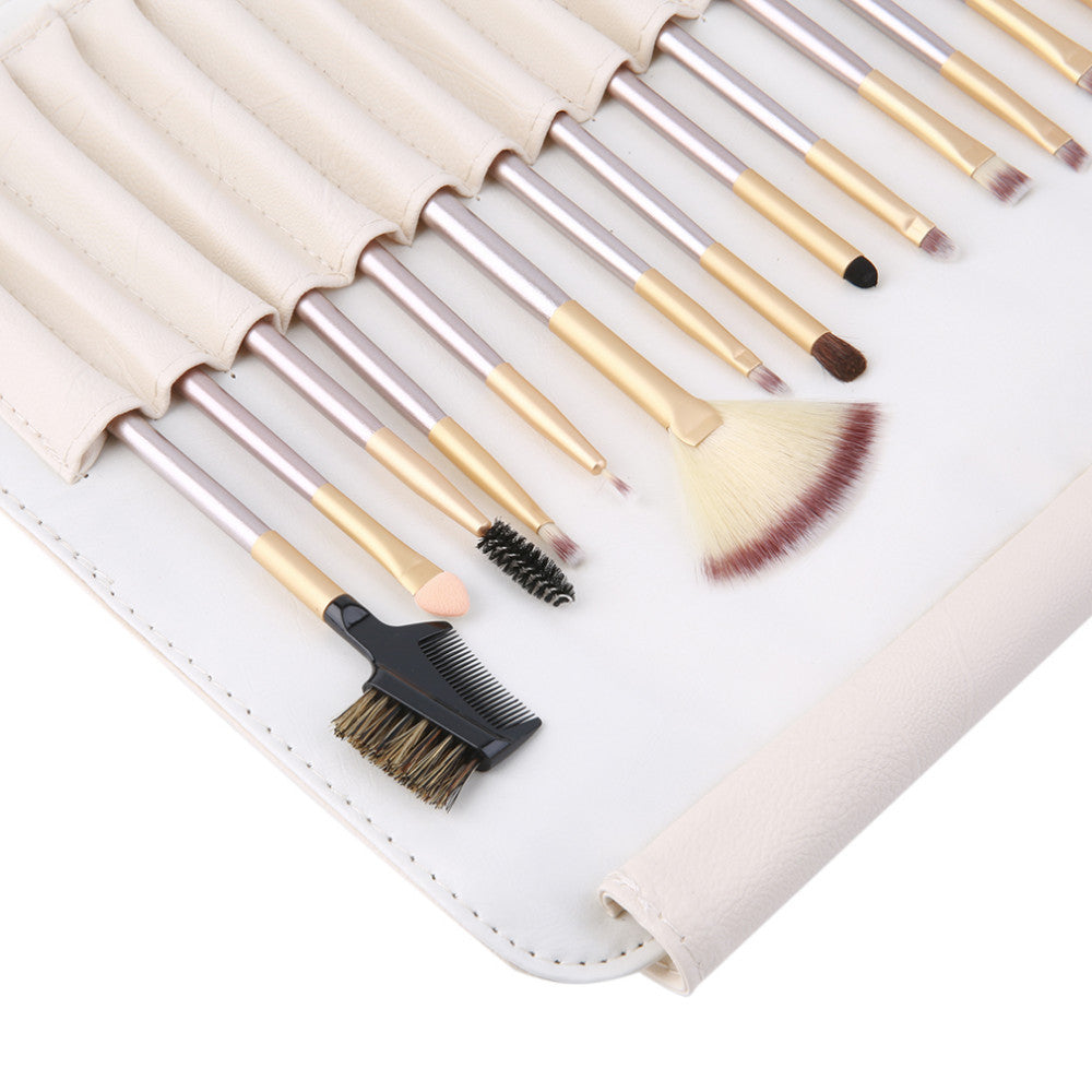 24er Make-up-Bürsten-Set Beige Champagne