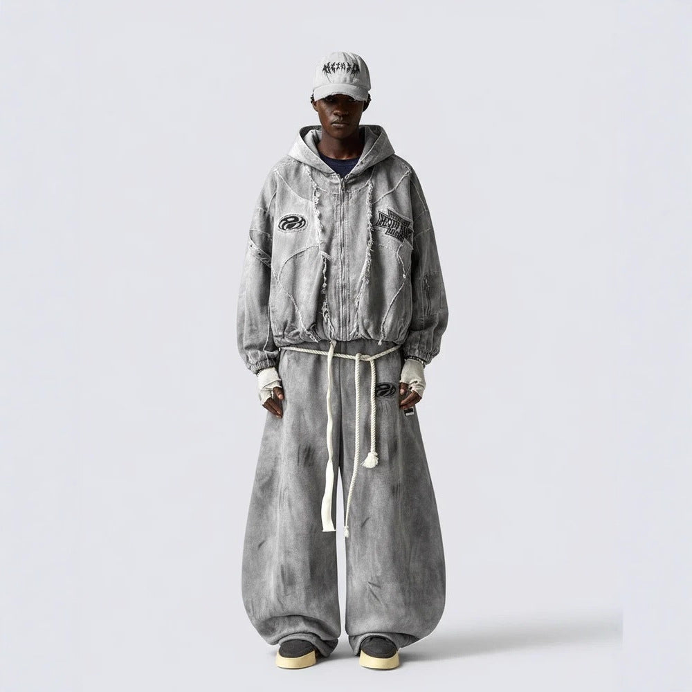 Coton-Sweatpants mit Distressed-Finish