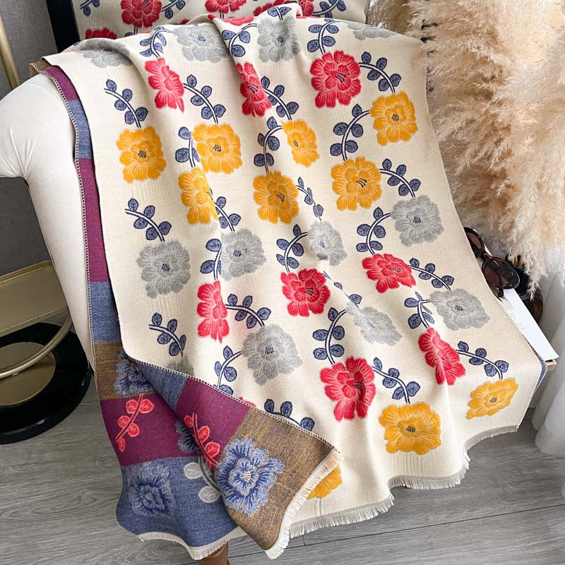 Retro-Blumen-Schal aus Polyester – Bild 2 | LuxeStyle