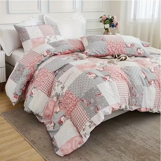 3-teiliges Blumen-Patchwork-Set