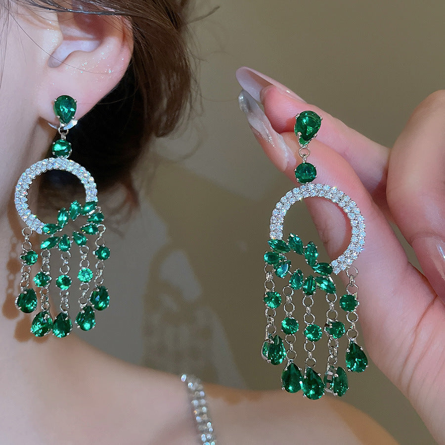 Chinesische Blumen-Ohrringe mit Strass & Perlen