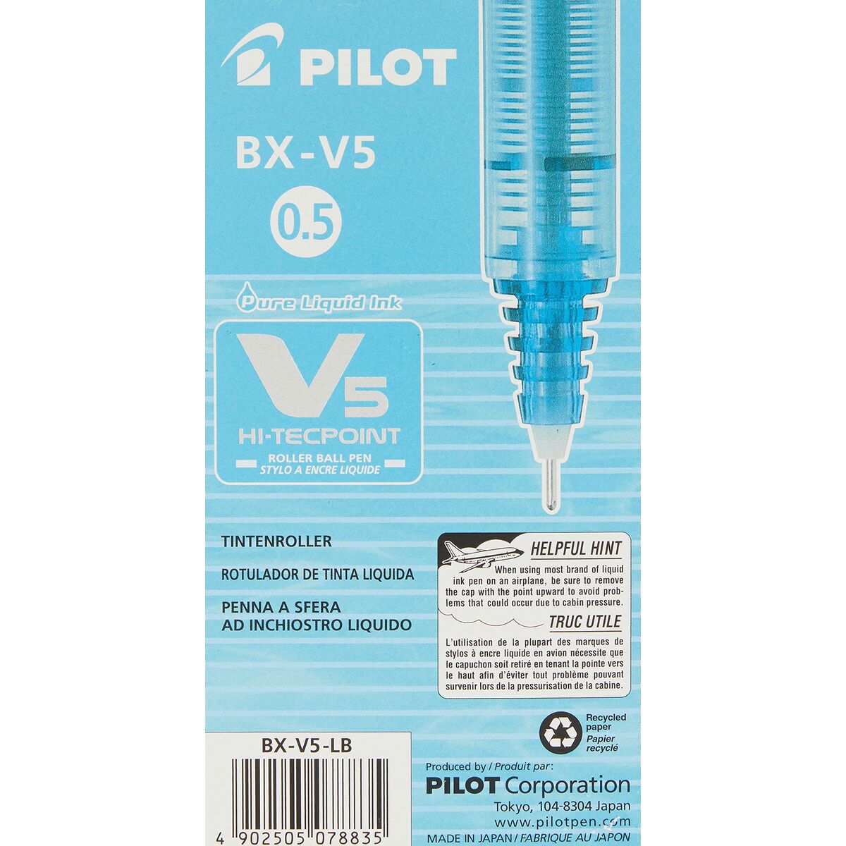 Flüssigtintenstift Pilot V-5 Hi-Tecpoint Hellblau 0,3 mm (12 Stück)