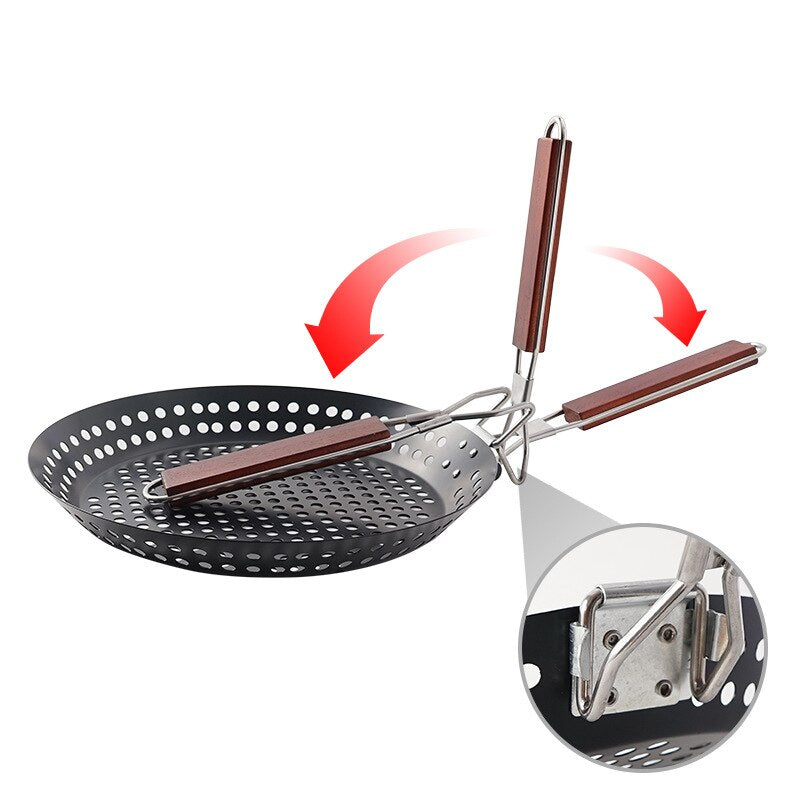 Faltbare Outdoor-Bratpfanne mit Holzgriff – Bild 3 | LuxeStyle