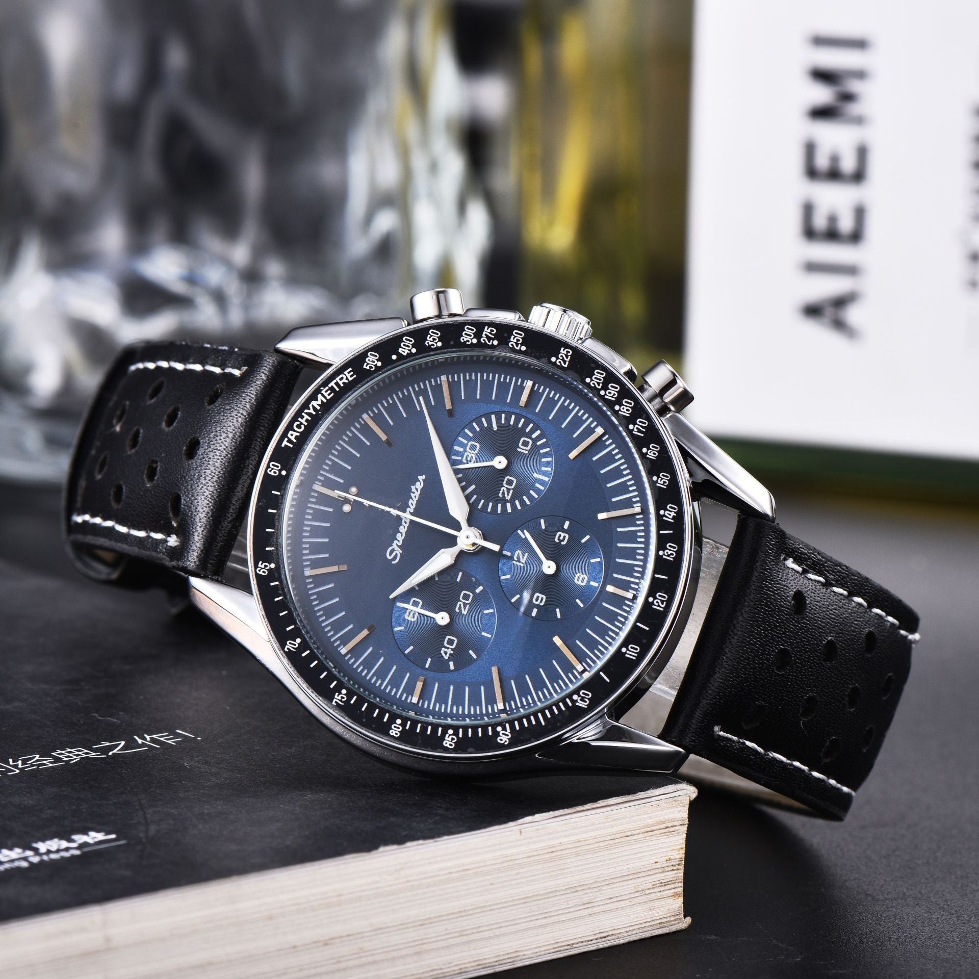 Business Herrenuhr, Lederarmband, Multifunktion