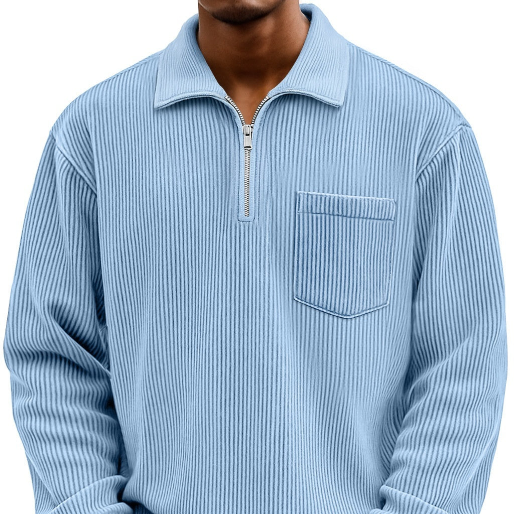 Henley Langarm-Hoodie mit Reissverschluss