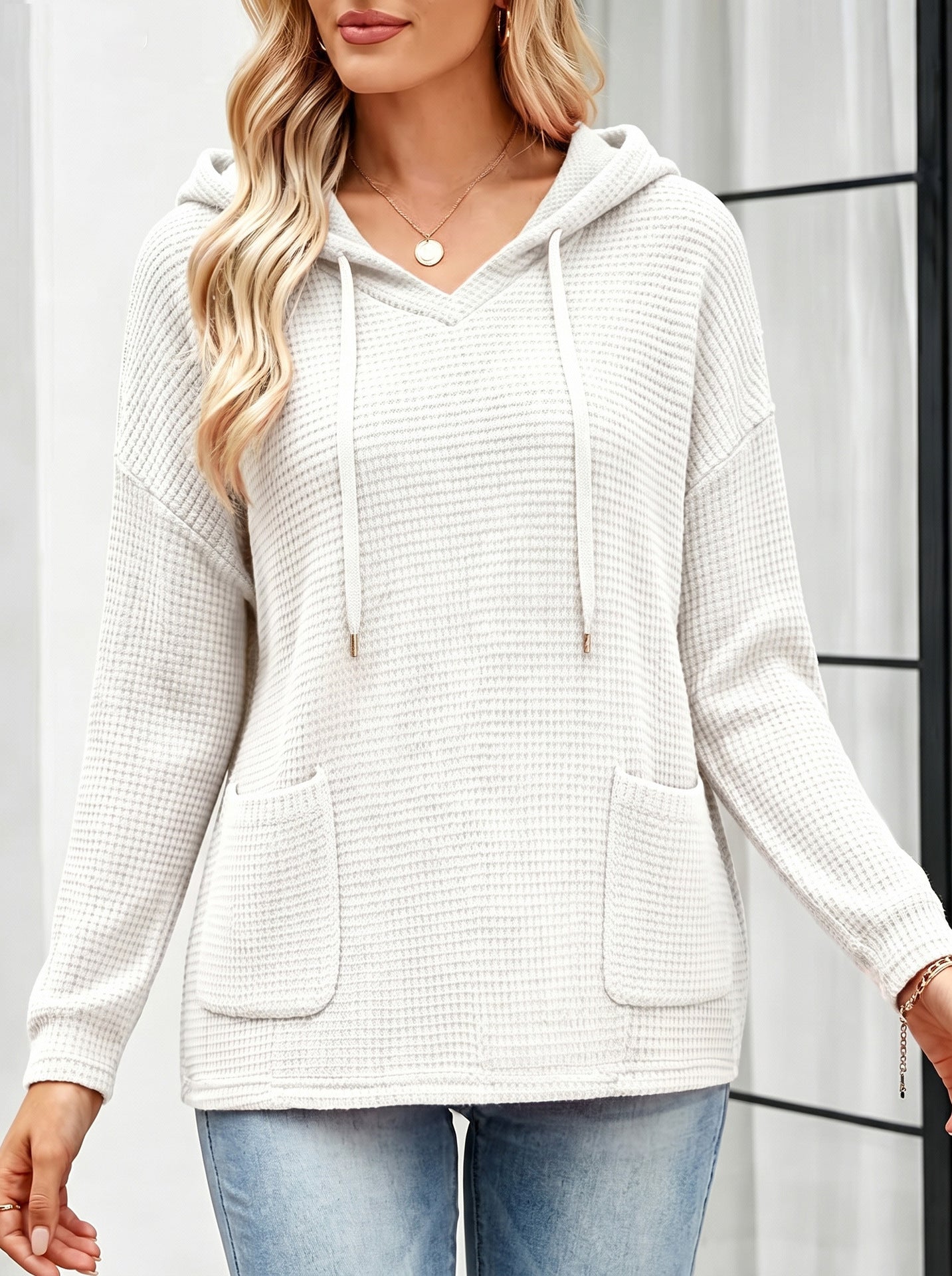 Kapuzenpullover Strick-Top für Damen