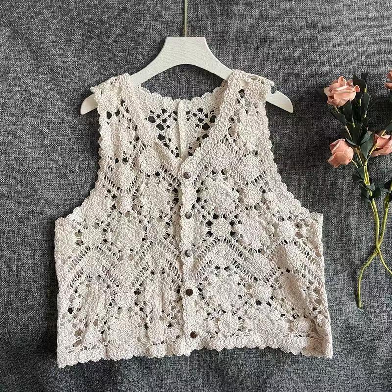 Gestrickte ärmellose Weste mit Aushöhlungen | LuxeStyle