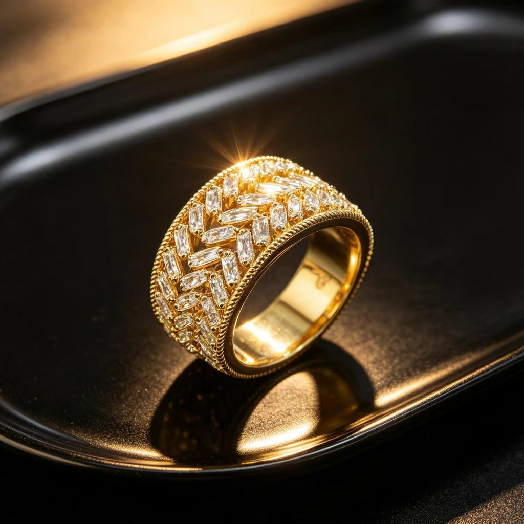 Hochwertiger Diamantverziertes Zirkon-Offener Ring