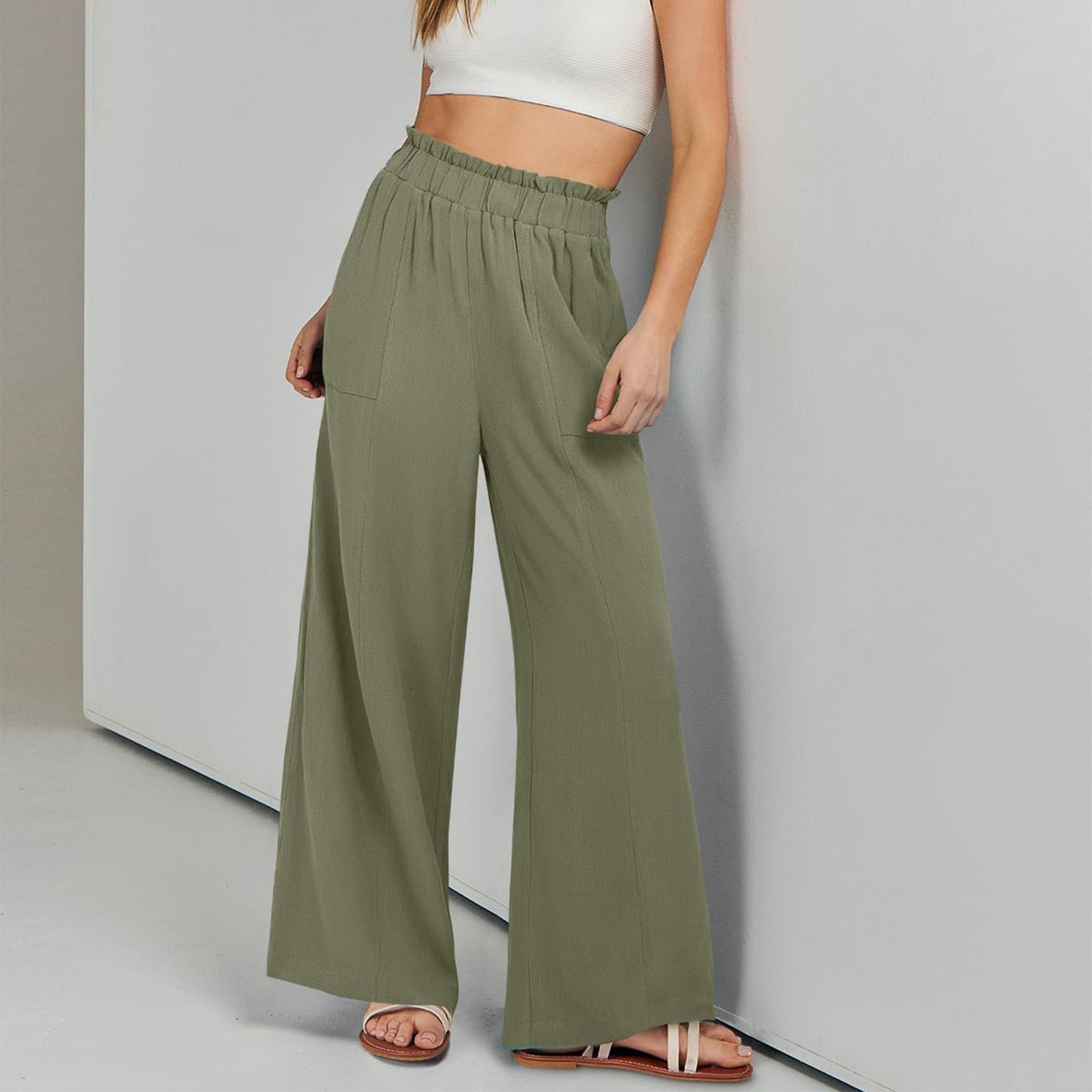 High-Waist Wide-Leg-Hose, Damen – LuxeStyle
