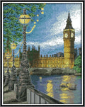 Kreuzstich-Set Londoner Glockenturm bei Nacht