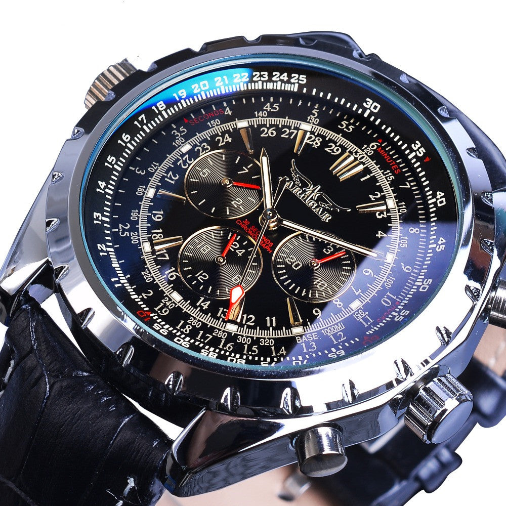 Herrenuhr mit Zeiger- und Zahlenanzeige