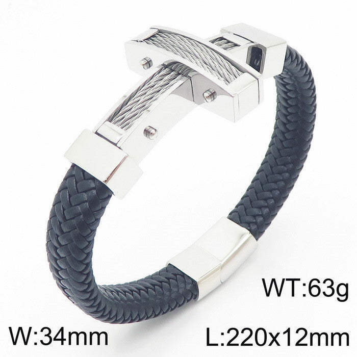 Herrenarmband aus Titanstahl mit Kreuz-Anhänger – Bild 1 | LuxeStyle