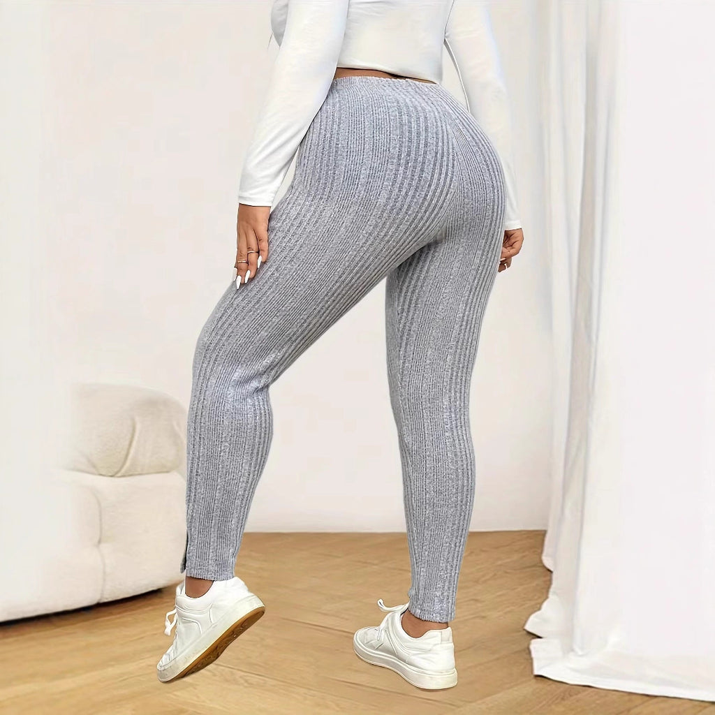 High-Waist Leggings mit Rippstruktur