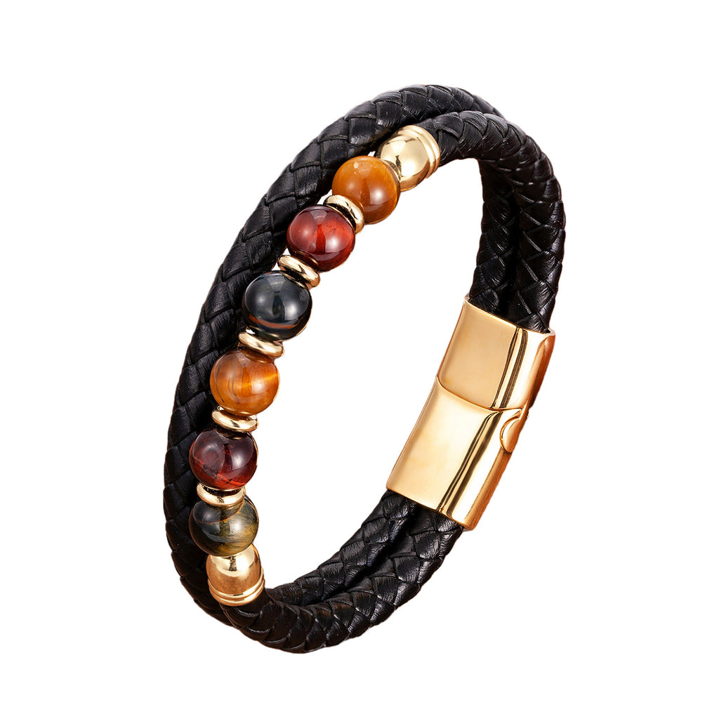 Doppelstrang-Lederarmband mit Tigerauge – Bild 2 | LuxeStyle