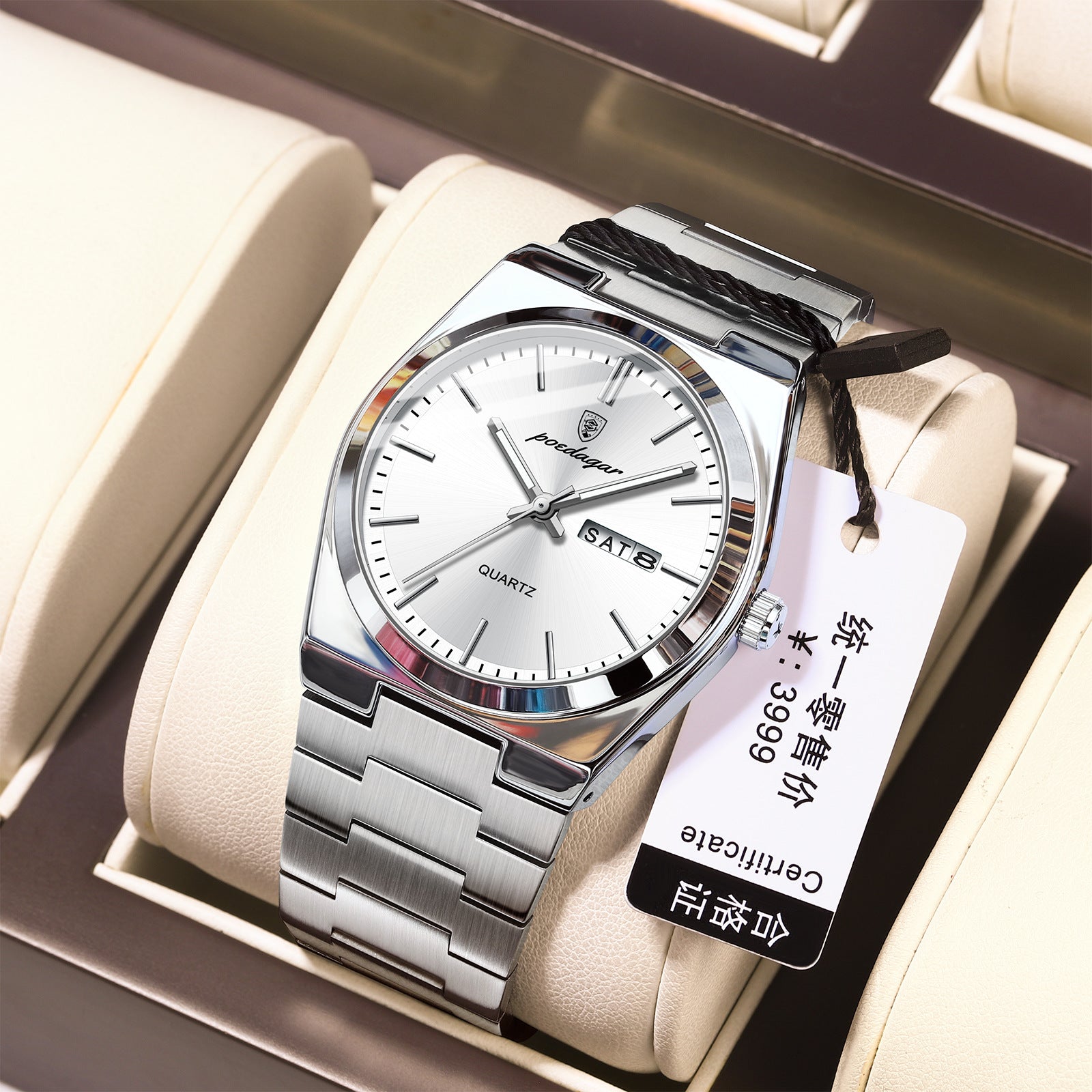 Ultraflache Herrenuhr wasserdicht, leuchtend