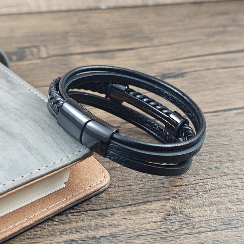 Schwarzes Lederarmband – Bild 5 | LuxeStyle