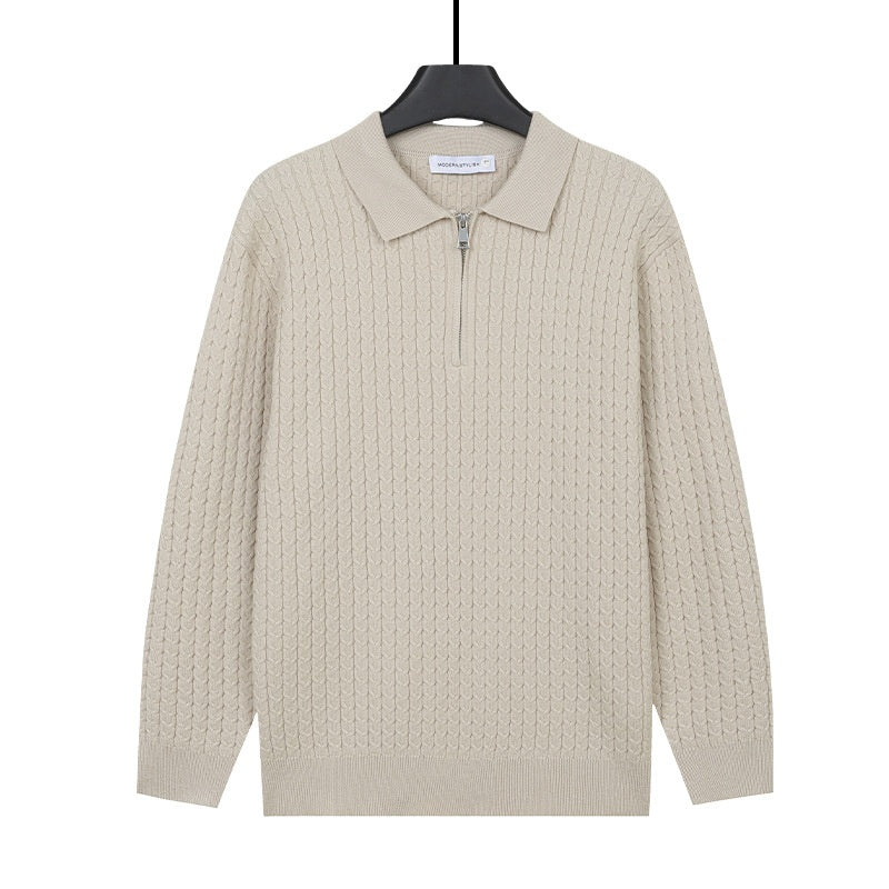 Langarmpullover mit Kragen und Halbzip – Bild 6 | LuxeStyle
