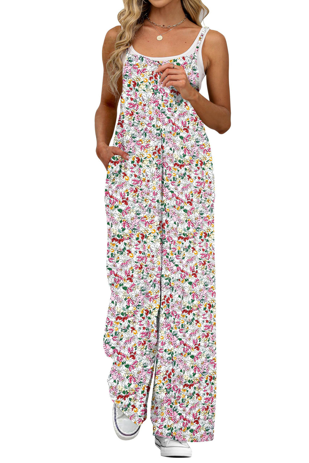 Jumpsuit mit Blumenprint und weitem Bein