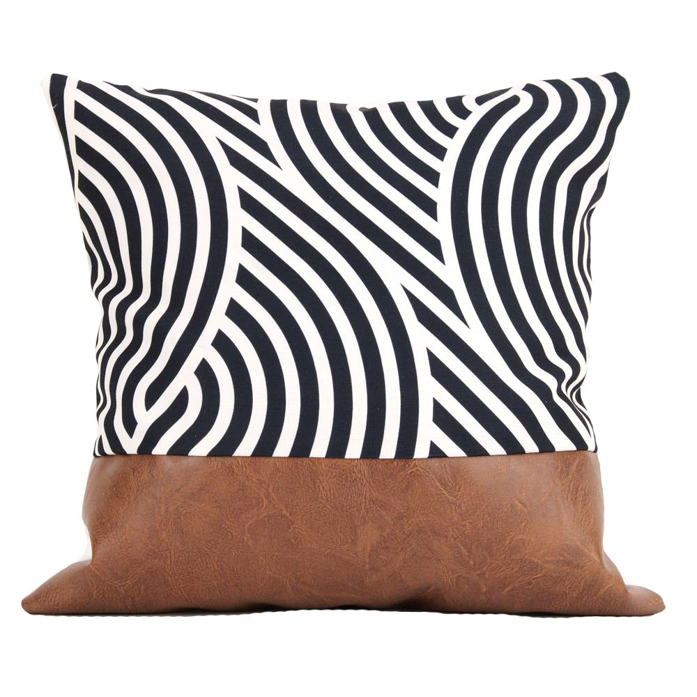 Nordisches Kissen mit geometrischer PU-Leder-Steppung – Bild 5 | LuxeStyle