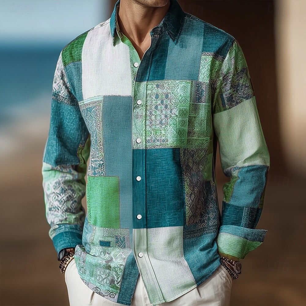 Herren Langarmshirt mit geometrischem Farbblock-Design – Bild 9 | LuxeStyle