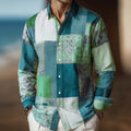 Herren Langarmshirt mit geometrischem Farbblock-Design – Bild 1 | LuxeStyle