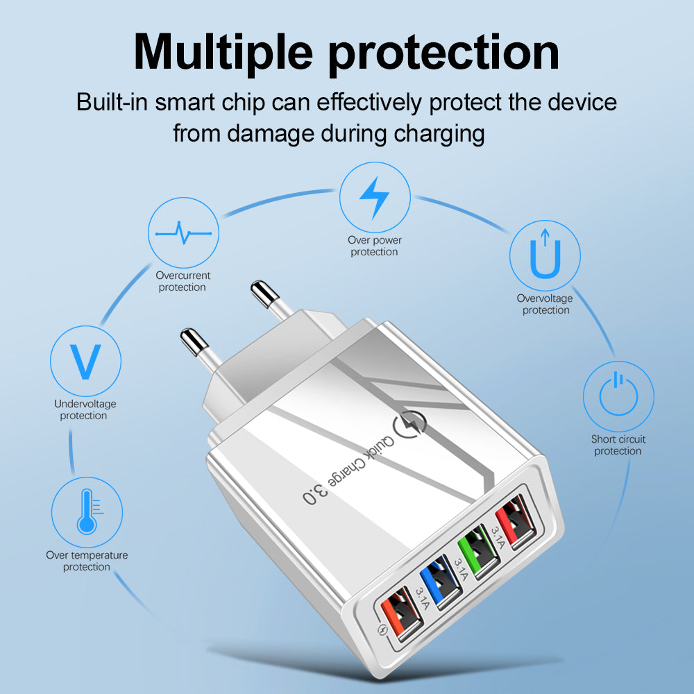 USB-Ladegerät mit 4 Ports und Quick Charge 3.0