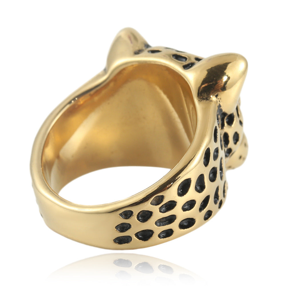 Titanstahl-Ring mit Leopardenmuster | LuxeStyle