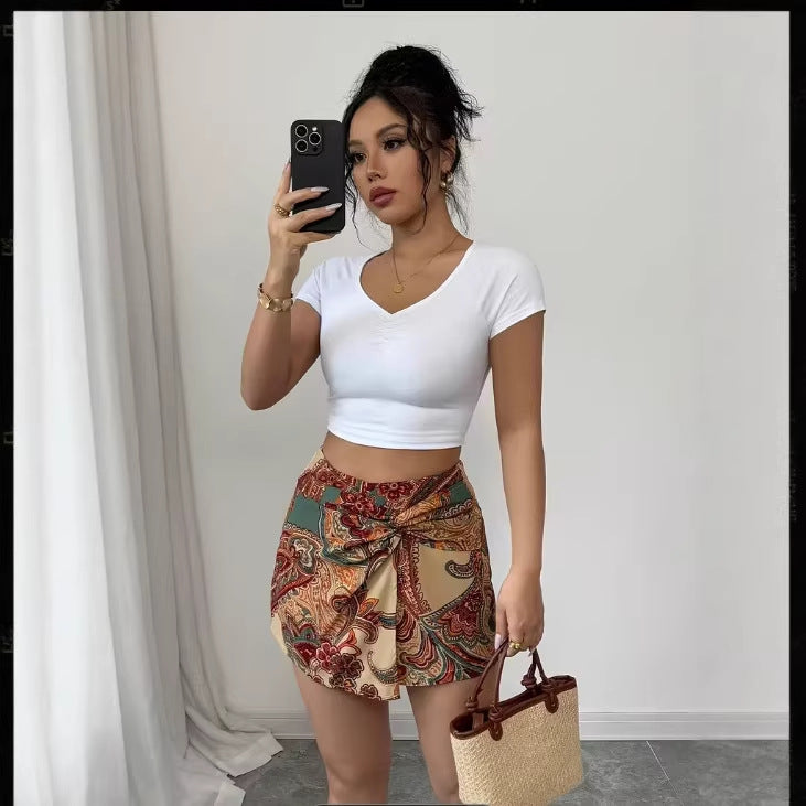Wickel-Shorts mit Paisley-Print