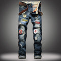 Straight Slim Jeans mit Farbspritzern