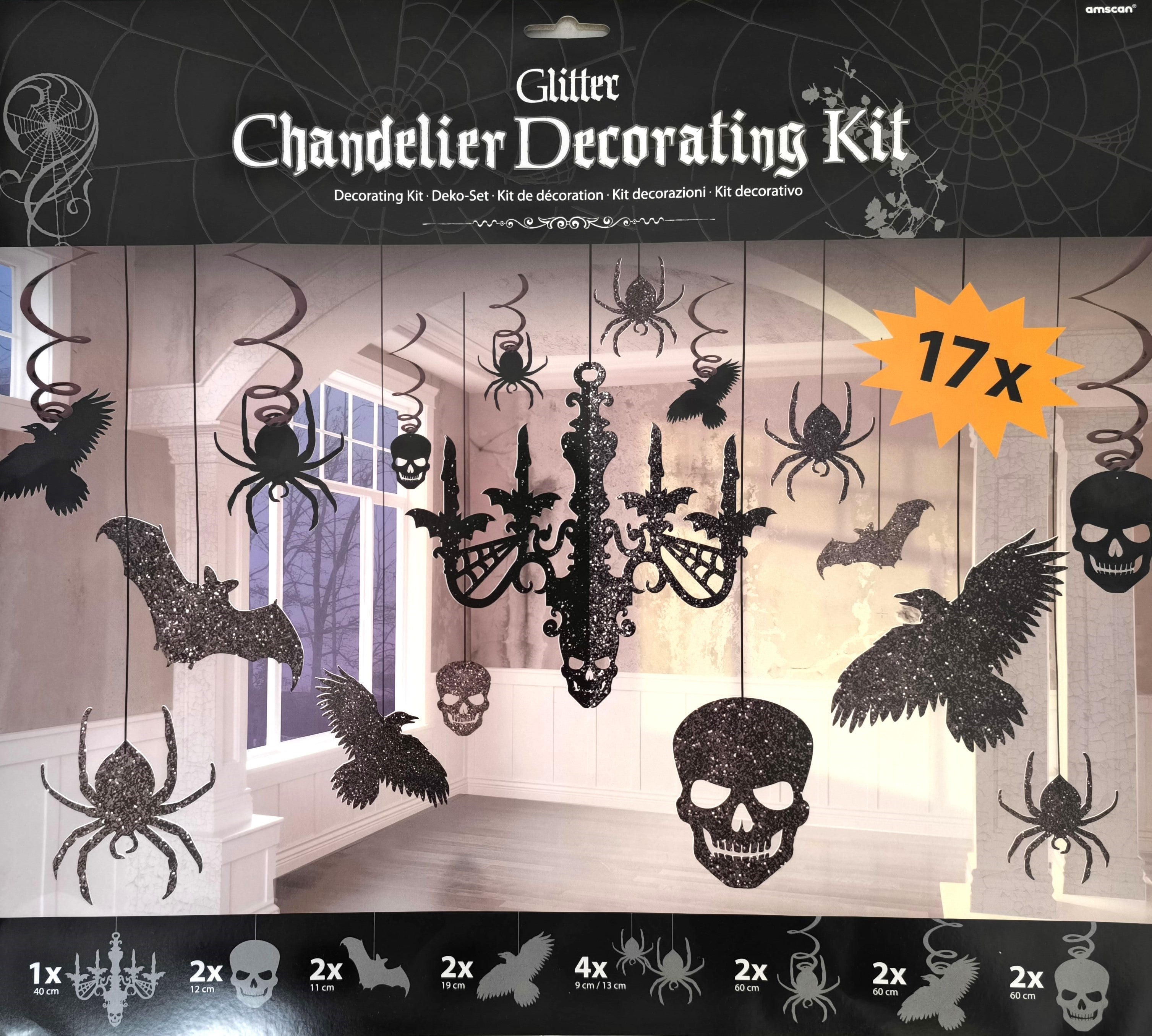 Deko-Set Glitzer-Kronleuchter Papier, Folie 17-teilig 716 cm 9,1