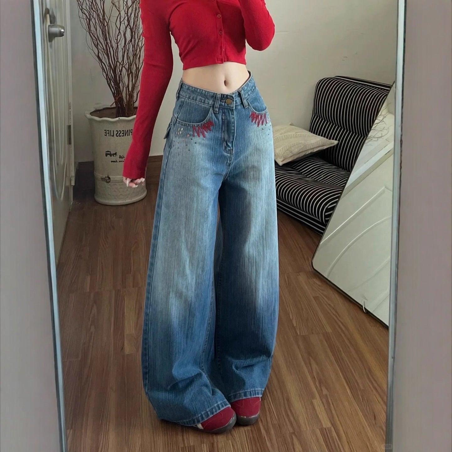 Retro Jeans mit hoher Taille