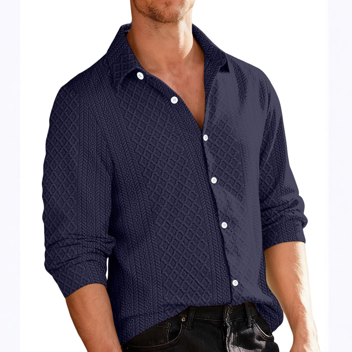 Herren Hemd Strick mit Blumenmuster – Bild 9 | LuxeStyle