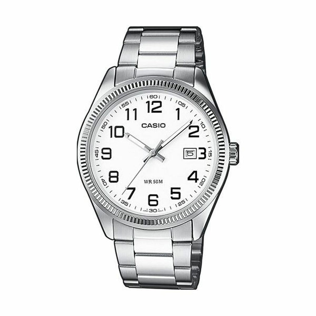 Unisex-Uhr Casio DATE Weiß Silberfarben (Ø 39 mm) (Ø 38,5 mm)