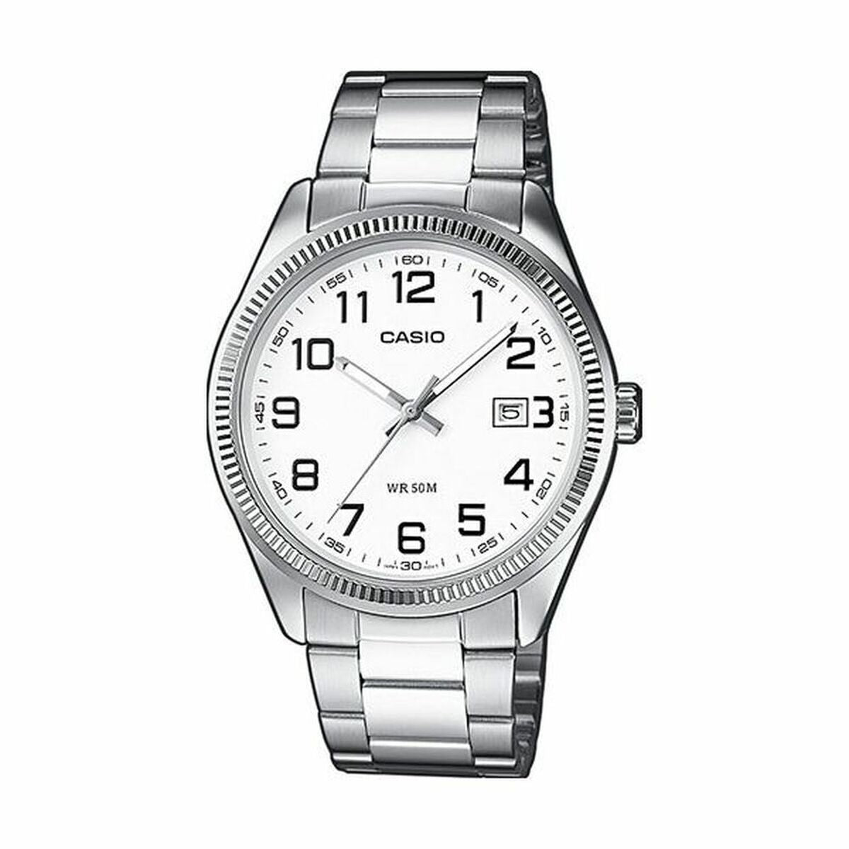 Unisex-Uhr Casio DATE Weiß Silberfarben (Ø 39 mm) (Ø 38,5 mm)