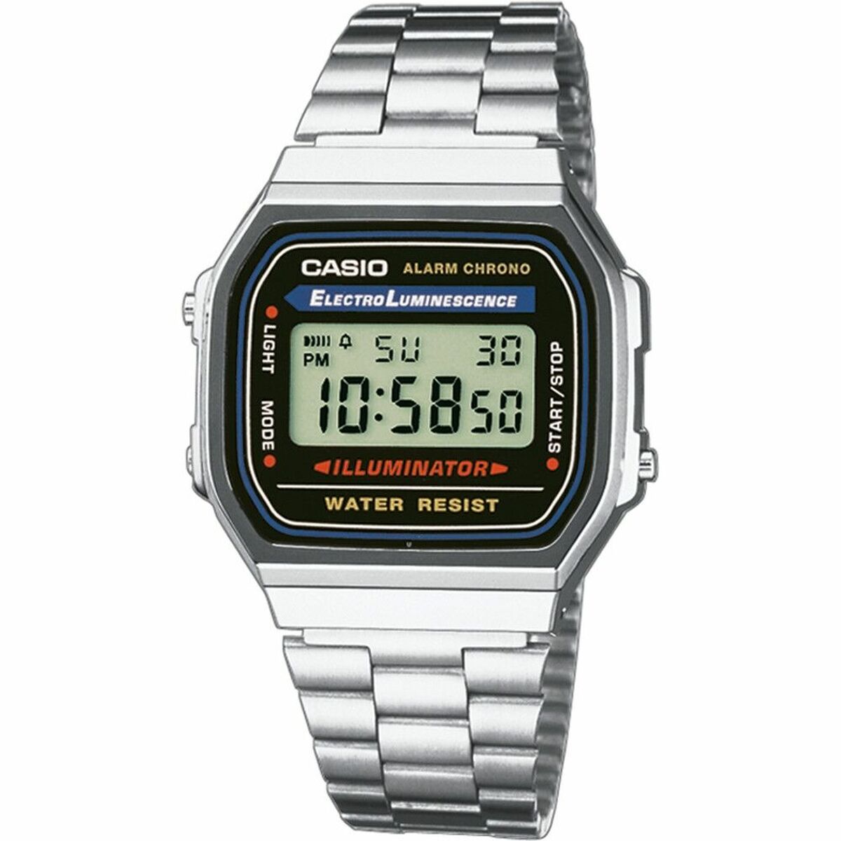 Unisex-Uhr Casio ICONIC - CLASSIC - BLACK Schwarz Silberfarben (Ø 36 m