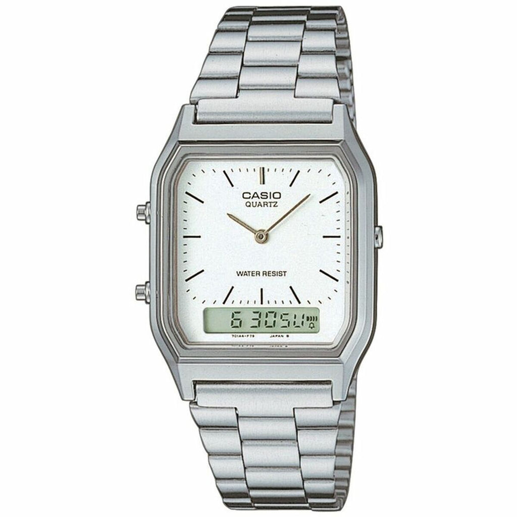 Unisex-Uhr Casio AQ-230A-7DMQYES Weiß Silberfarben (Ø 38,5 mm) (Ø 29 m