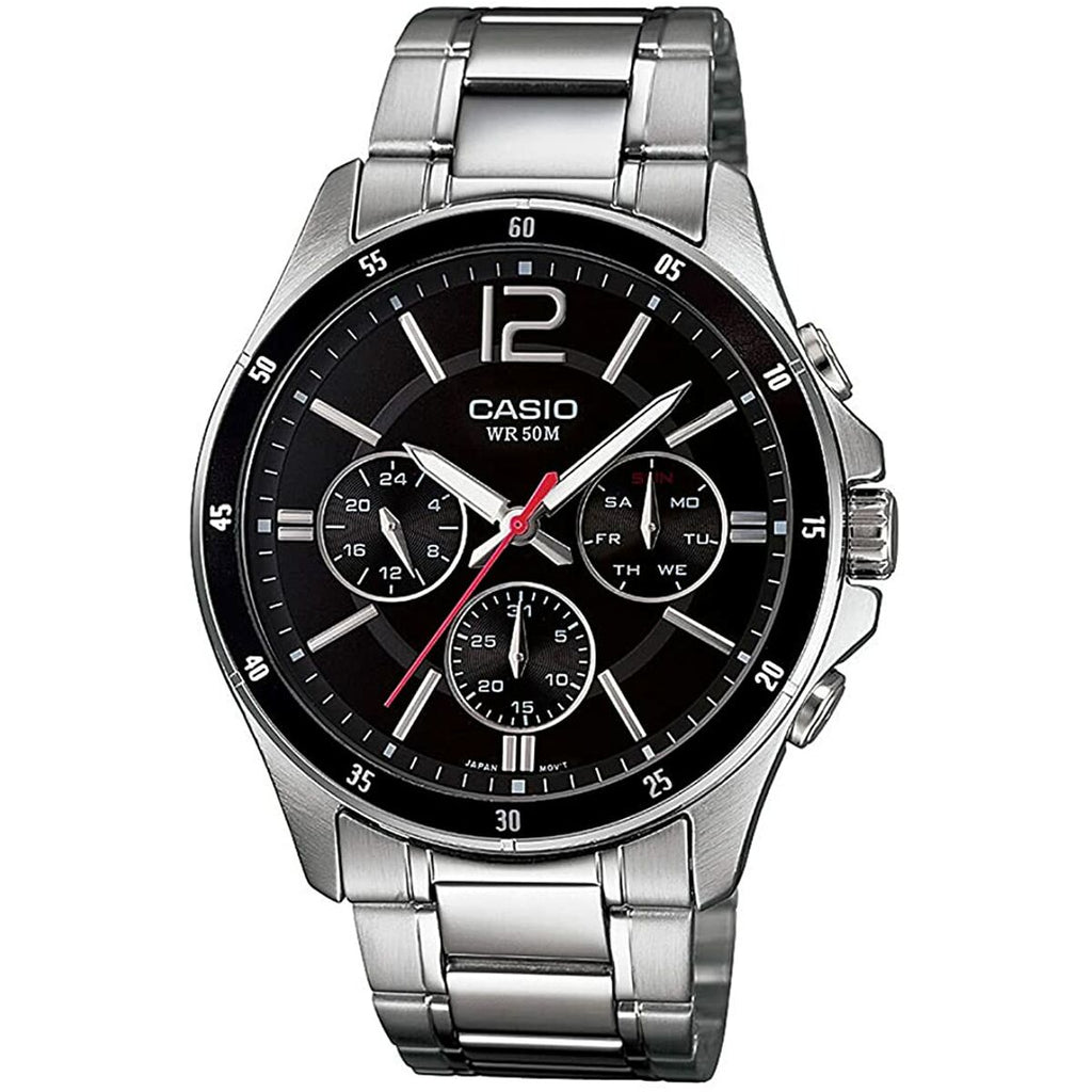 Herrenuhr Casio MULTIFUNCTION CALENDAR - BLACK Schwarz Silberfarben (Ø