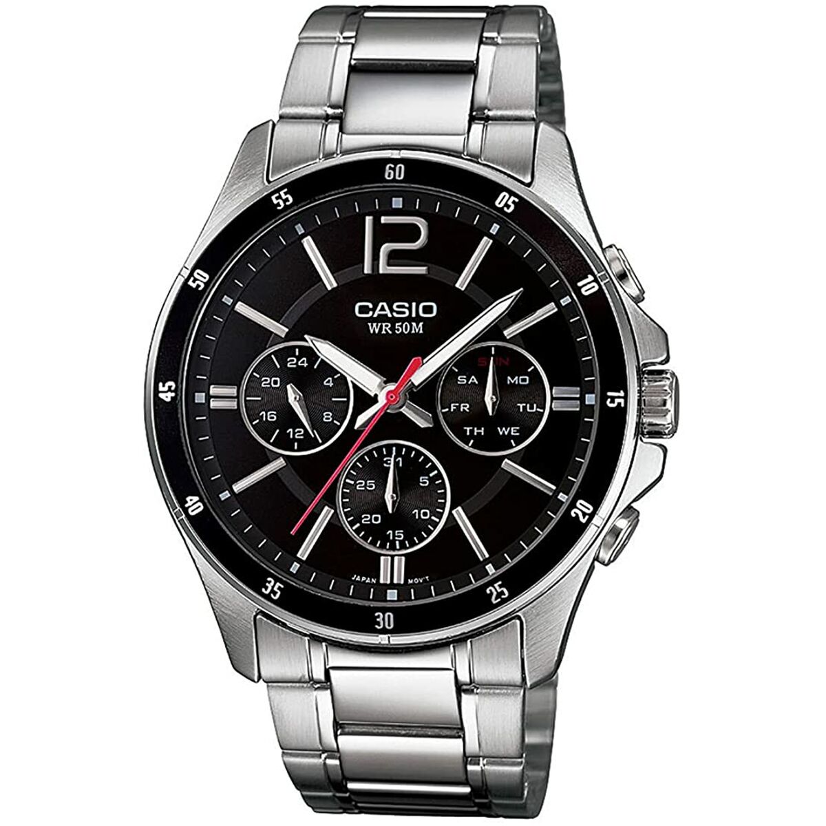 Herrenuhr Casio MULTIFUNCTION CALENDAR - BLACK Schwarz Silberfarben (Ø
