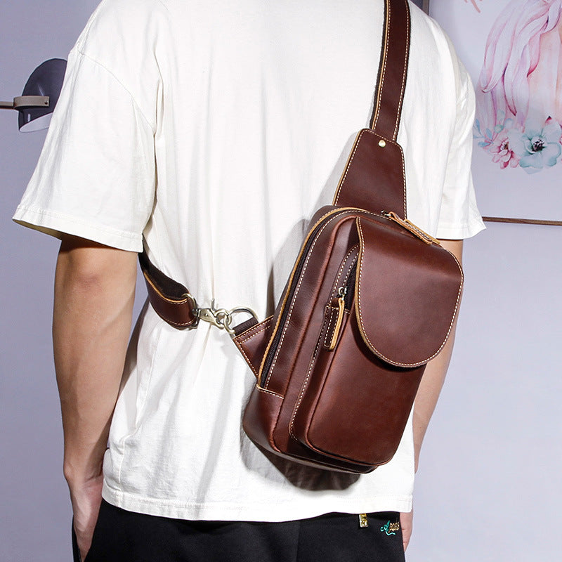 Männer-Leder Crossbody-Tasche – Schwarz – Bild 2 | LuxeStyle