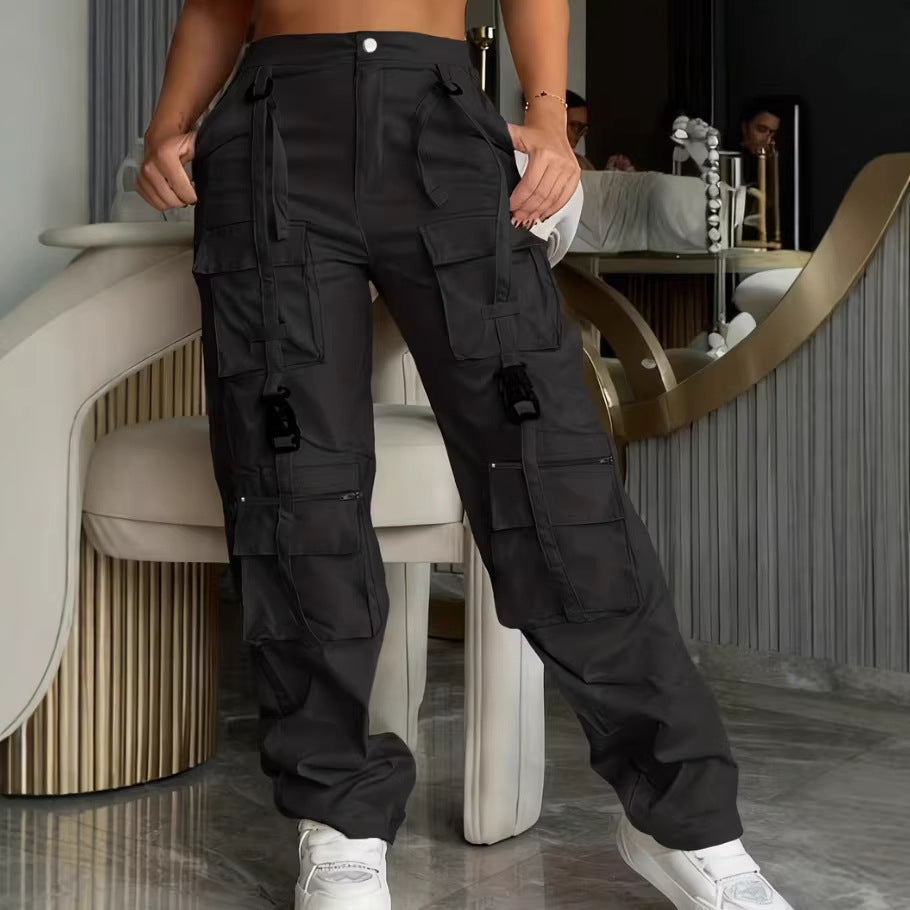 Freizeit-Hose mit weitem Bein – Schwarz