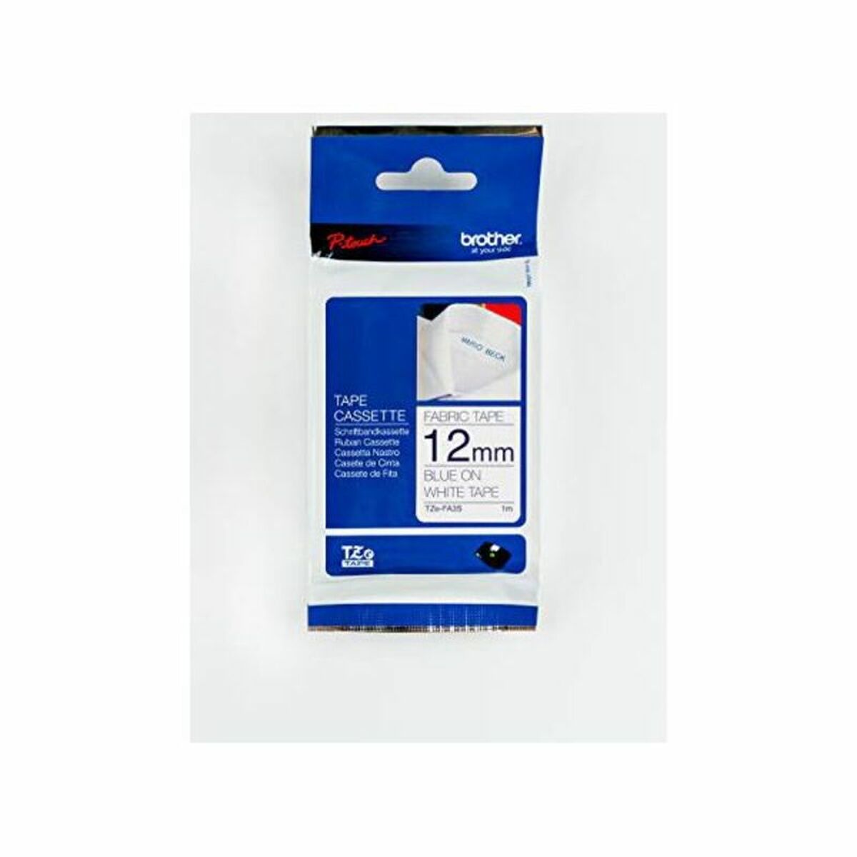 Laminiertes Klebeband zur Kennzeichnung von Maschinen Brother TZEFA3 Blau Blau/Weiss 12 mm
