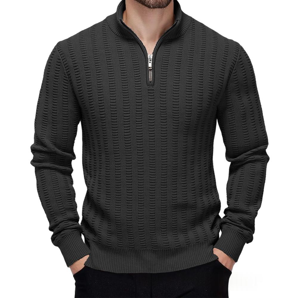 Herren Strickpullover mit Reissverschluss und Stehkragen