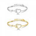 Herz-Armreif mit Zirkonia, Weissgold-Optik – Bild 2 | LuxeStyle