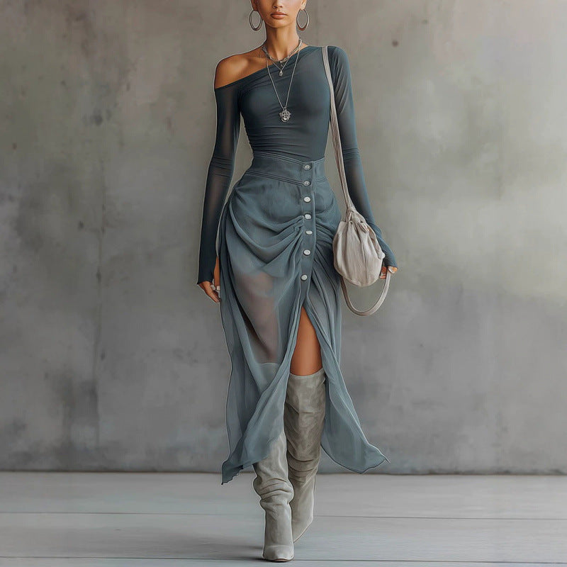 Casual Damen-Rock-Schulter-Anzug