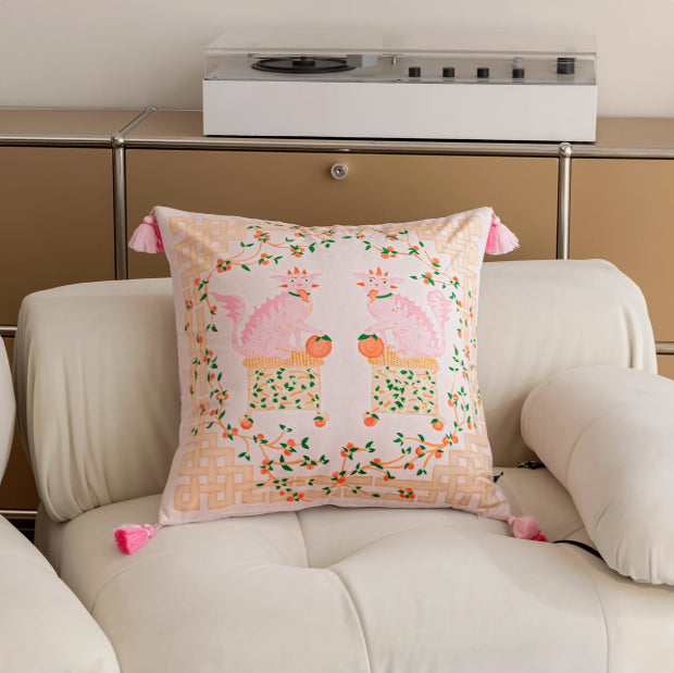 Samt-Kissenbezug mit Hunde-Print – Bild 5 | LuxeStyle
