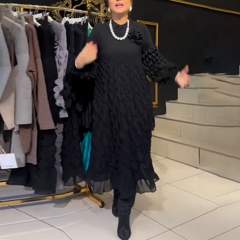 Damen Plissee-Kleid mit weitem Rock