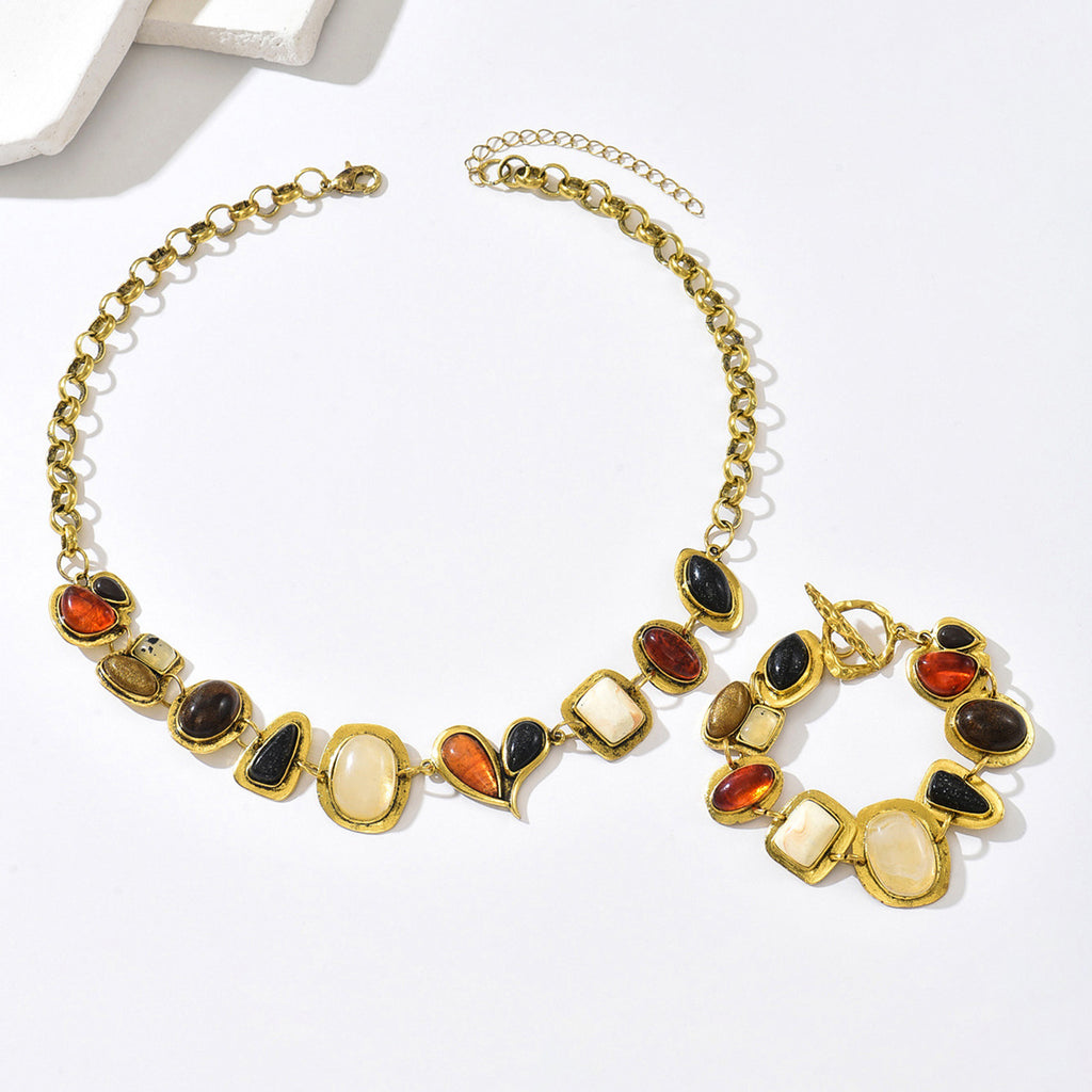 Geometrisches Schmuckset mit Kubischen Zirkonia – Passendes Halsketten