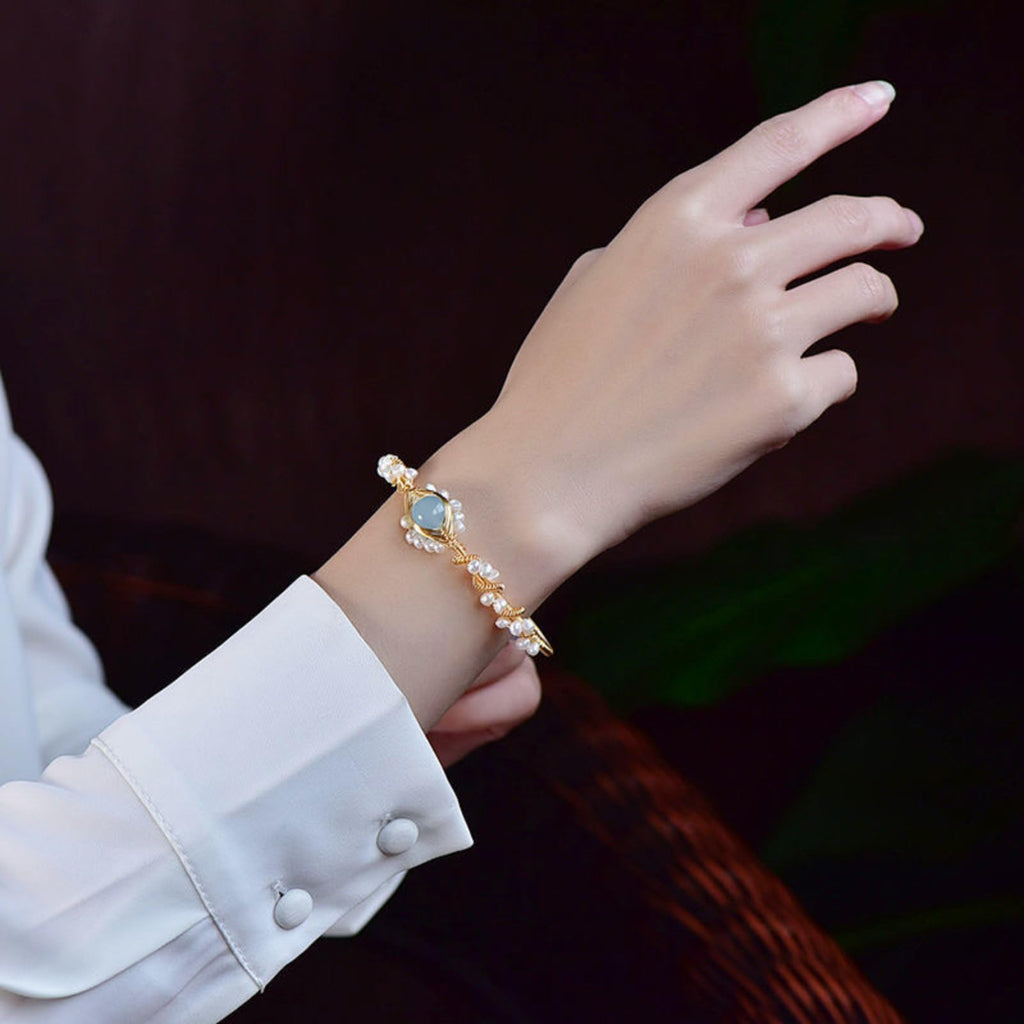 Perlen Armreif vergoldet, Vintage-Stil