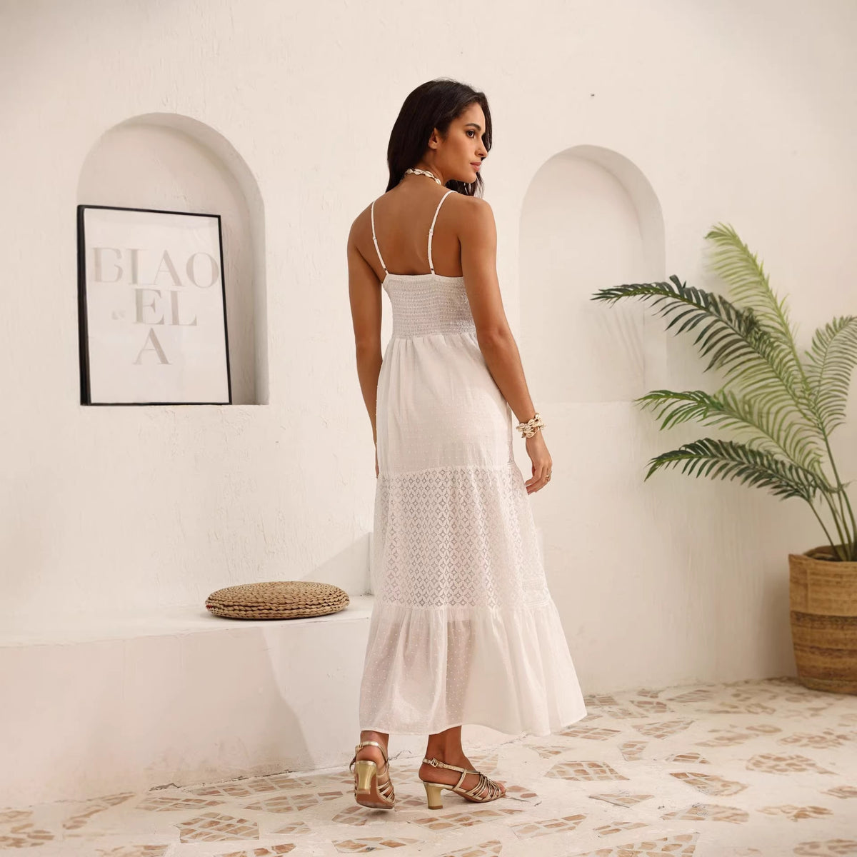 Baumwoll-Trägerkleid mit Spitze – Bild 3 | LuxeStyle